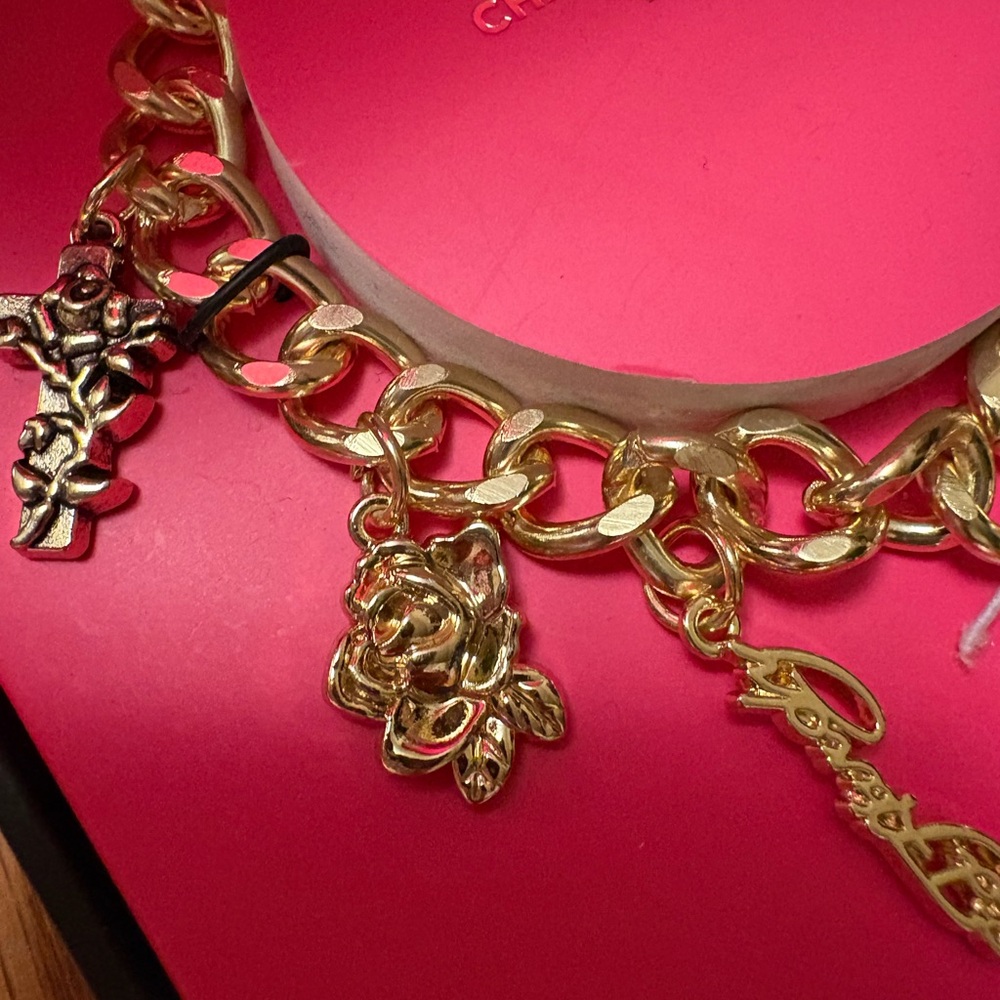 Ed Hardy Gold Charm Bracelet Watch - Picture 3 of 11